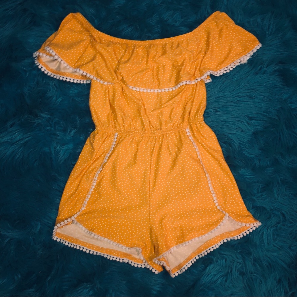 Yellow polka dot romper